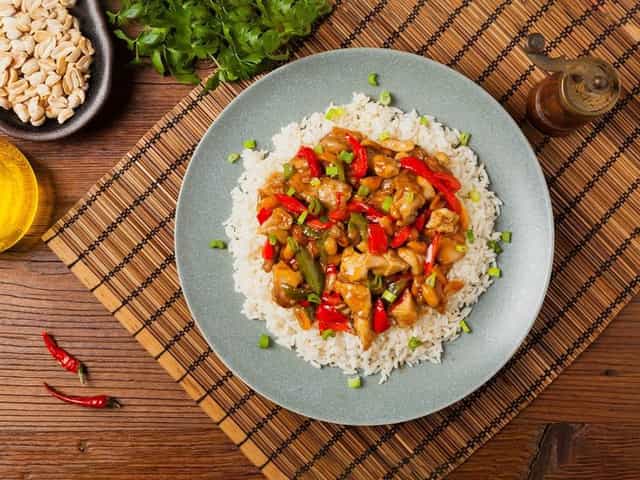 Photo of Kung Pao Chicken with rice